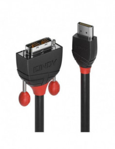 Cabo HDMI-DVI Lindy, Preto, 2m